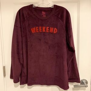 Women's 2PC Burgundy Long Sleeve Top & Jogger Lounge Set S